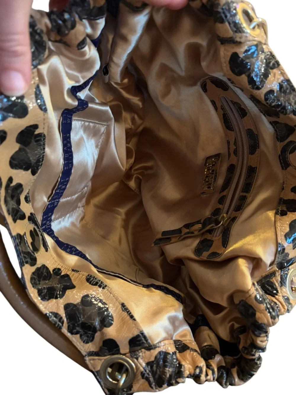 Stuart Weitzman Tan Leopard Print Leather Hobo bag purse with COA